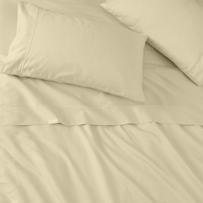 Tricela Sheet Set- Blend of Cotton/Poly/Tencel 1000TC Bedding Sheets with Pillowcases - Extra Sofy Luxury Bed Sheets- Deep Pocket upto 18 inch - Khaki