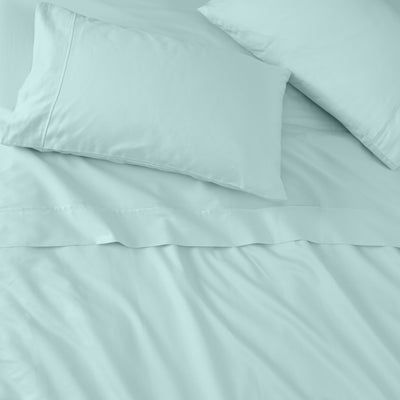 Ecoable Sheet set - Blend of Cotton and Sustainable poly 400TC Bedding sheets and pillowcases -Extra soft Durable bed sheets-Deep pocket upto 15inch-Ocean Breeze