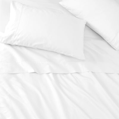 Ecoable Sheet set- Blend of Cotton and Sustainable poly 400TC Bedding sheets and pillowcases -Extra soft Durable bed sheets-Deep pocket upto 15inch-White