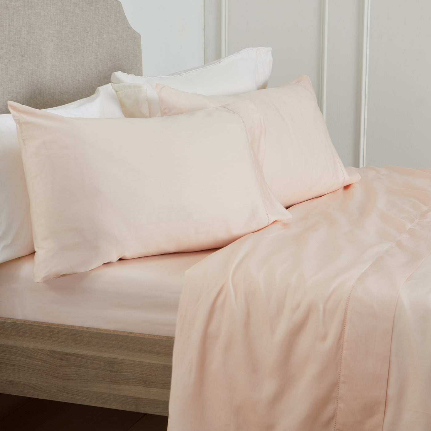 100% Organic Cotton Sheet Set - 300 Thread Count - Bedding Sheets & Pillowcase - Deep Pocket Fits up to a 15-18" Mattress  - Organic Certified -  Blush Color Comfort & Care Collection