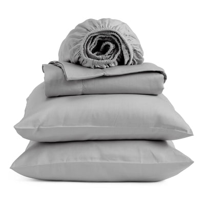 100% Organic Cotton Sheet Set - 300 Thread Count - Bedding Sheets & Pillowcase - Deep Pocket Fits up to a 15-18" Mattress   - Organic Certified  - Silver Grey color -Comfort & Care Collection