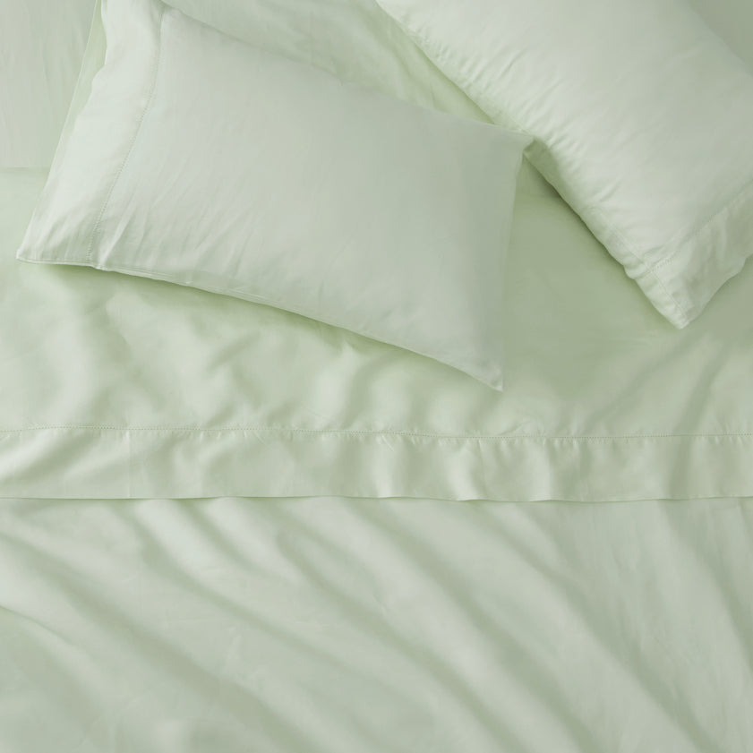 100% Organic Cotton Sheet Set - 300 Thread Count - Bedding Sheets & Pillowcase - Deep Pocket Fits up to a 15-18" Mattress  - Organic Certified -Pale Aqua color- Comfort & Care Collection