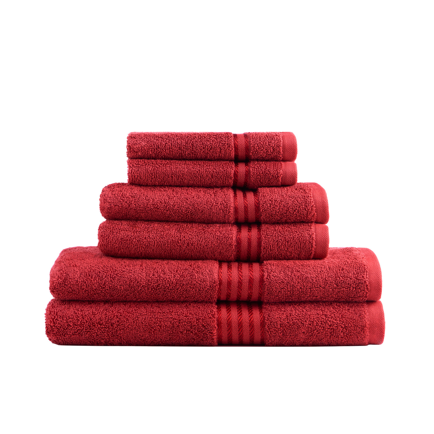 Plush Towel - 6pc Set - 2 x Bath _ 2 x Hand _ 2 x Face _ Burgundy