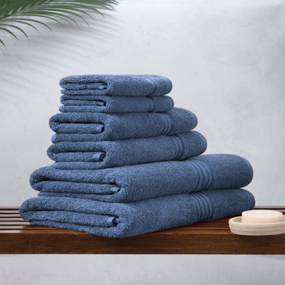 Plush Towel - 6pc Set - 2 x Bath _ 2 x Hand _ 2 x Face _Light Blue