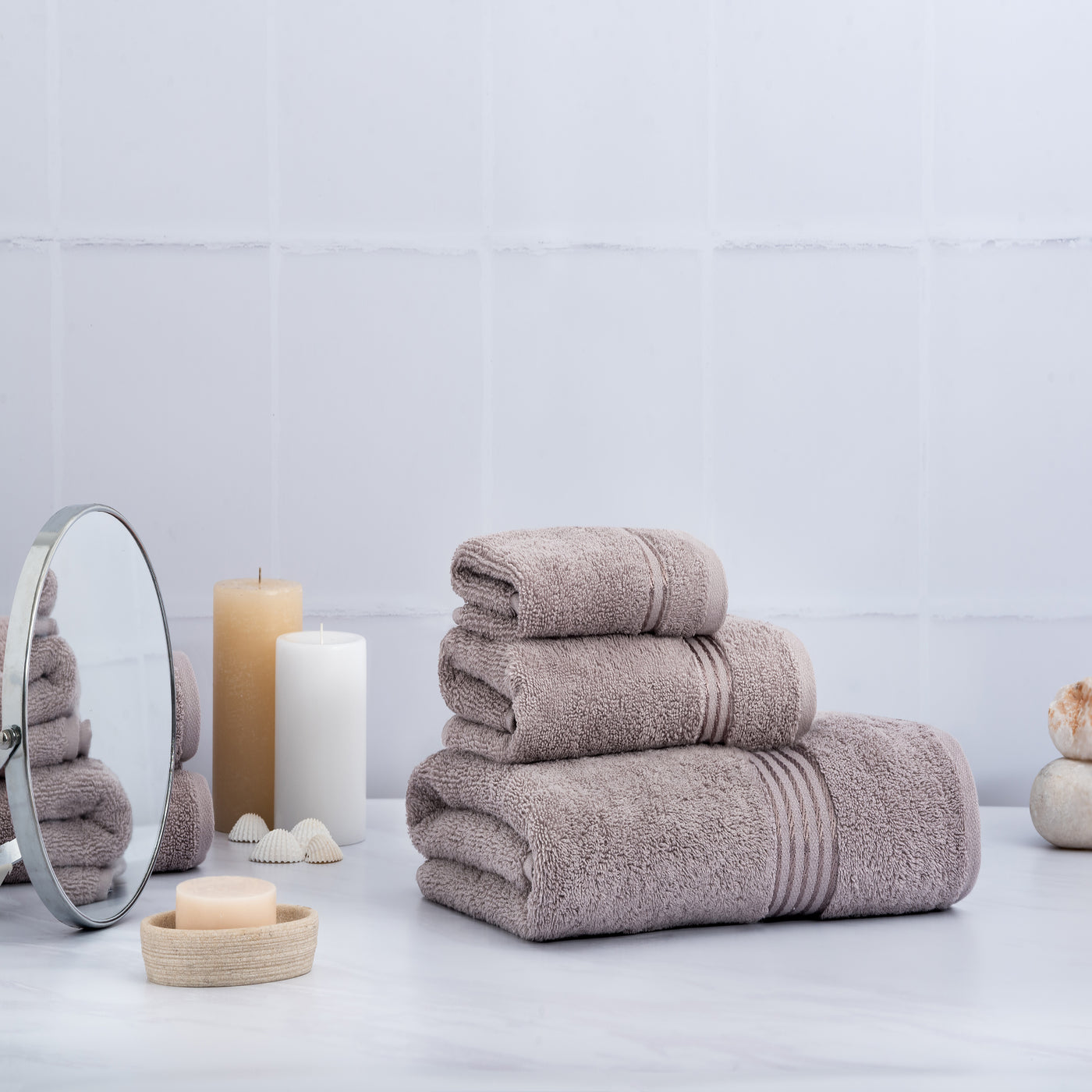 Plush Towel - 6pc Set - 2 x Bath _ 2 x Hand _ 2 x Face _ Silver